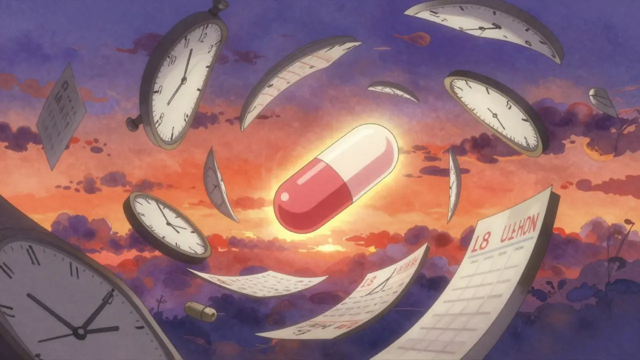 Abstract visualization of long-lasting medication effect