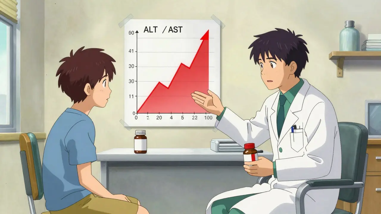 Doctor explaining liver test results to anxious patient