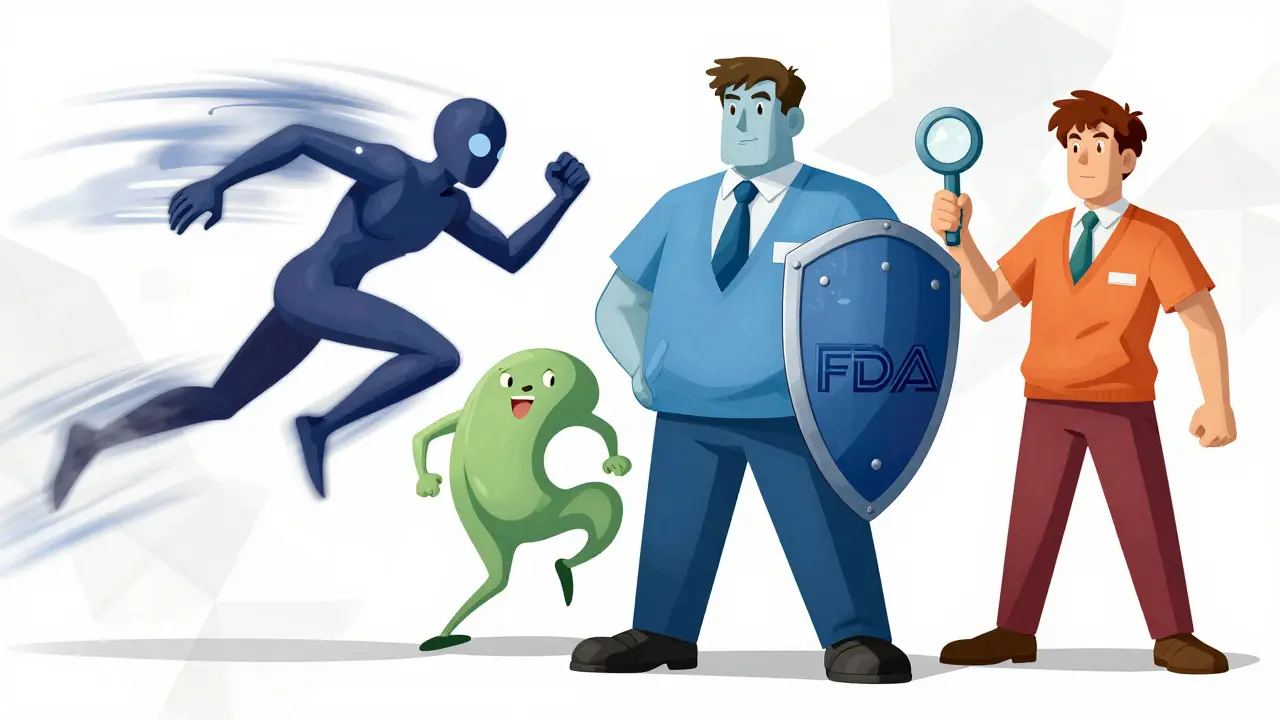 Abstract figures representing medical safety organizations collaborating in a bright space