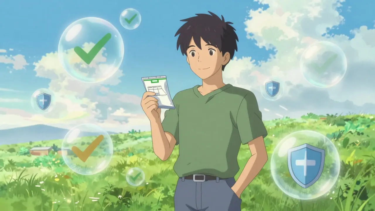 Confident character holding safe medication supply in a peaceful setting